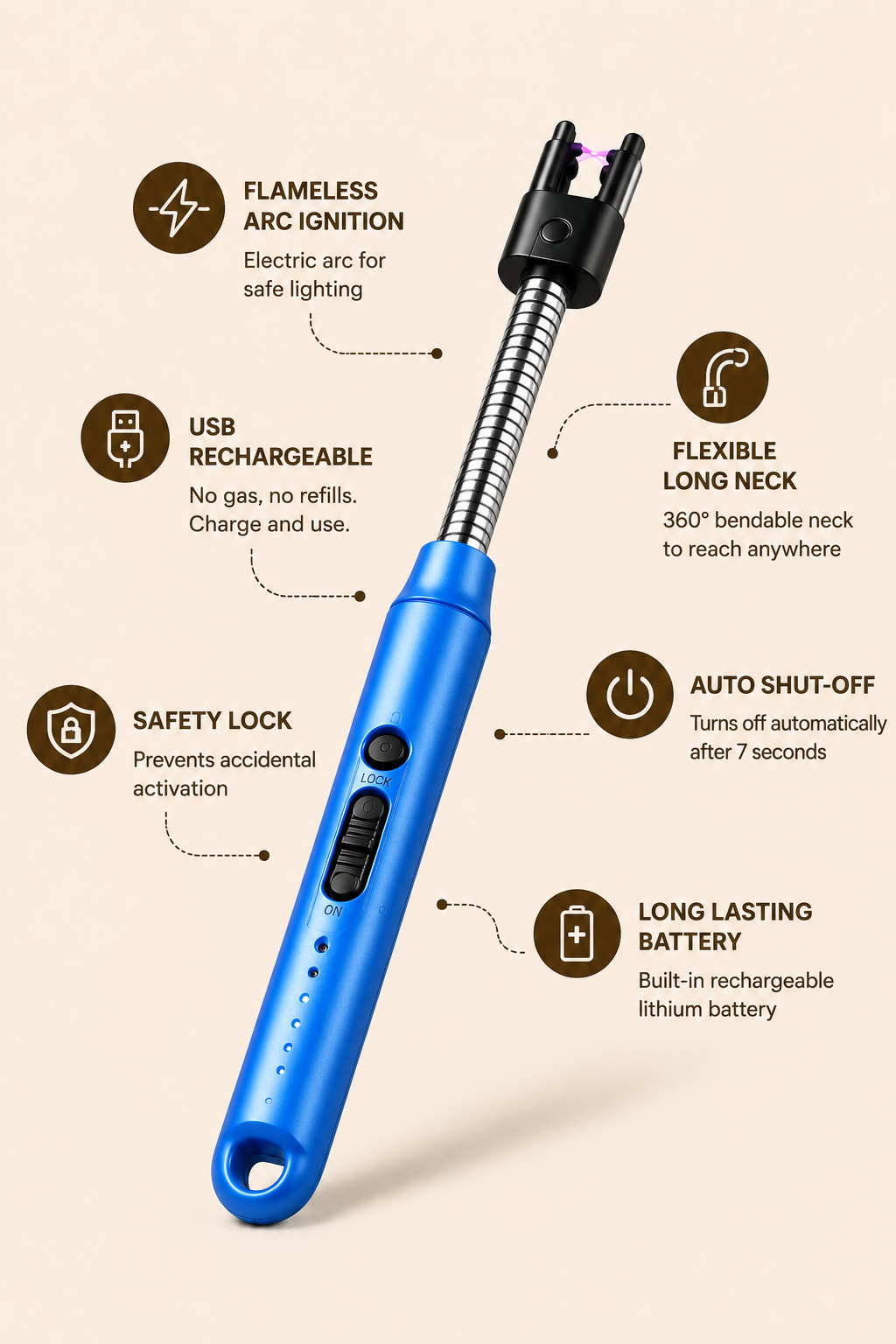 Rechargeable Electric Arc Lighter – Flexible Long Neck